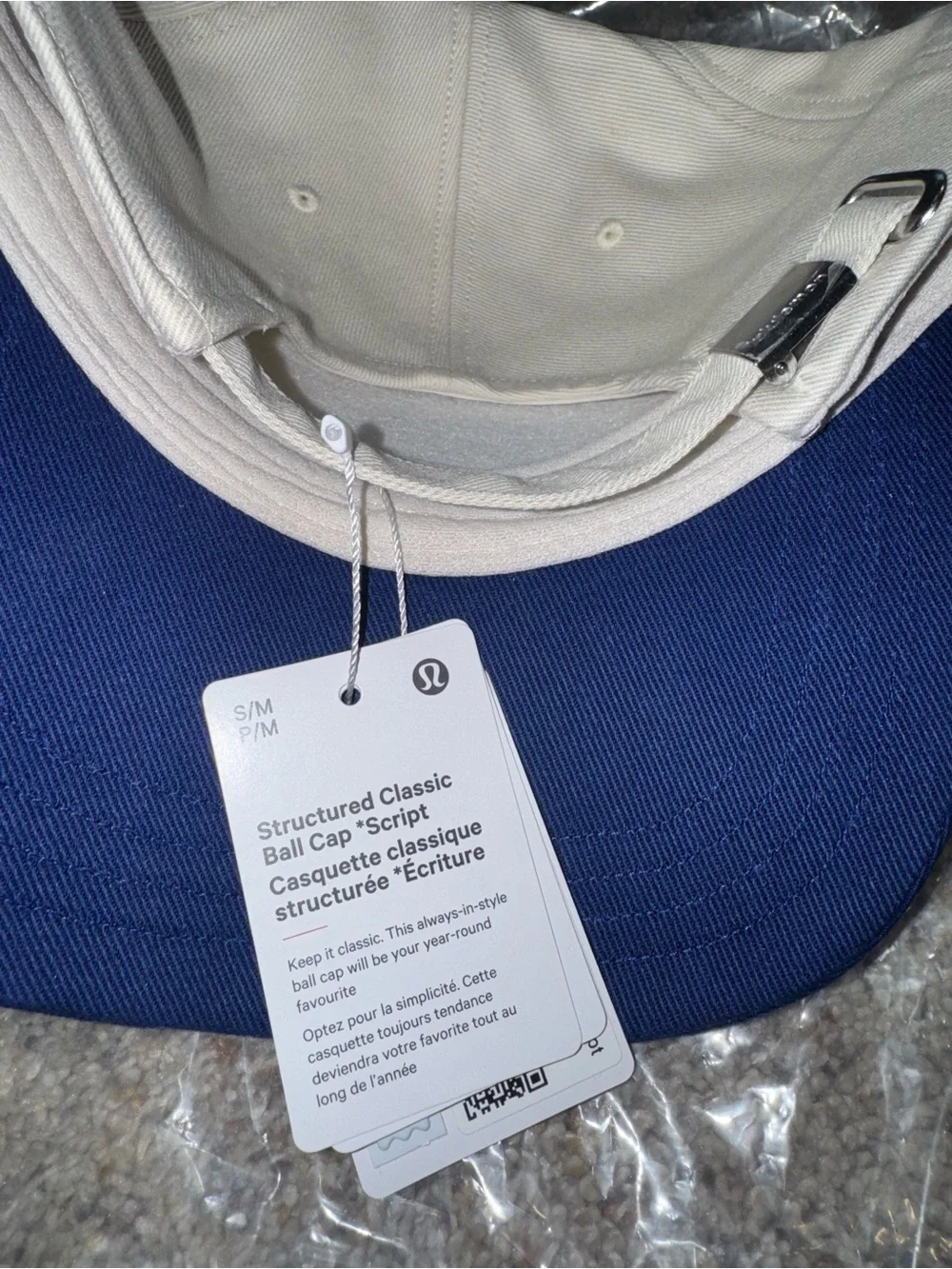 Lululemon Script Logo Baseball Cap Cream Blue Adjustable Hat Unisex